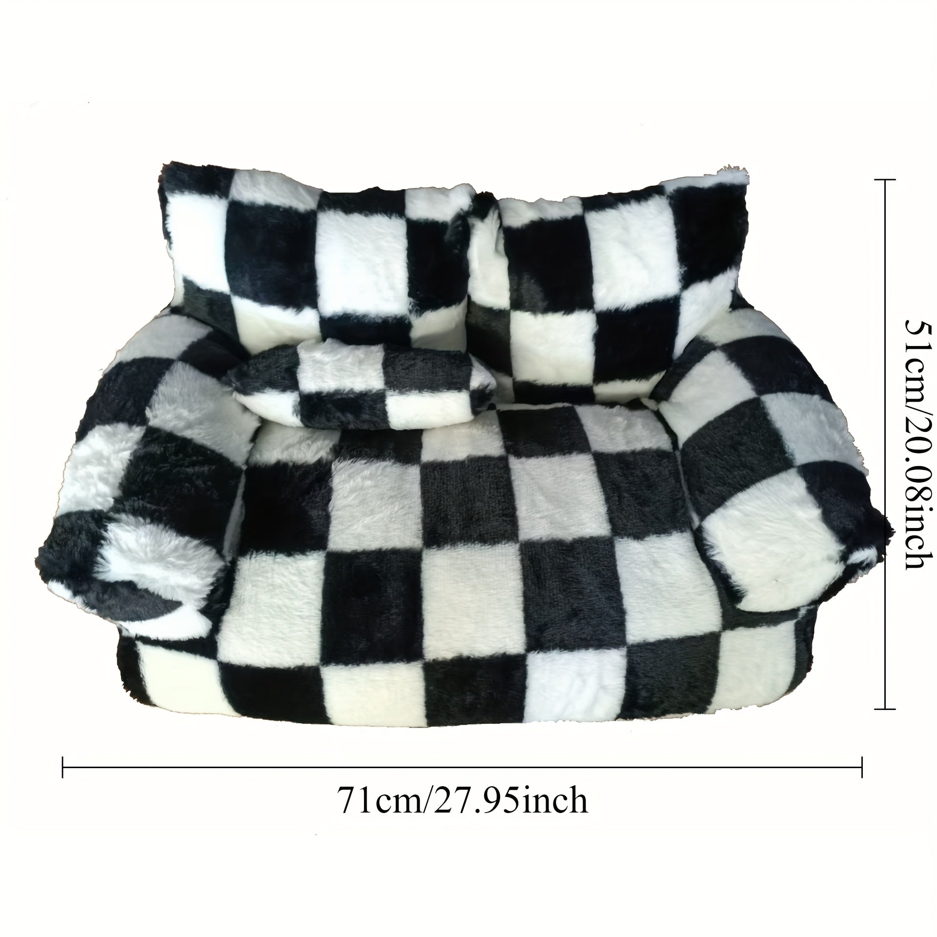 Non-Slip Washable Dog Bed - Plush Sofa Lounger with All-Season Warmth, Soft Polyester Pet Cushion for Small/Medium/Large Breeds - Indoor/Outdoor Use, Easy-Clean Dog Bed for Home, Travel, or Gifting, Checkered Pattern, Durable Construction