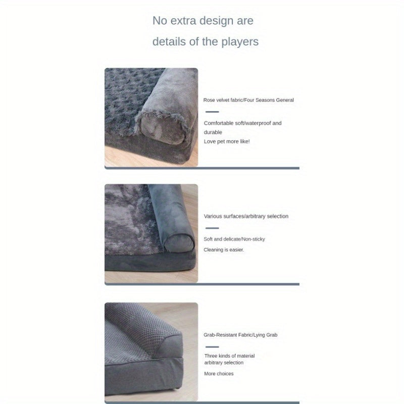Luxury Dog Bed - Ultra Soft, All-Season, Machine Washable, Non-Slip Bottom, Memory Foam Filling, Black Rectangular Design, Perfect for Small to Large Dogs, Cozy and Durable Pet Bed for Year-Round Comfort, Easyclean Material, Large Dog Bed