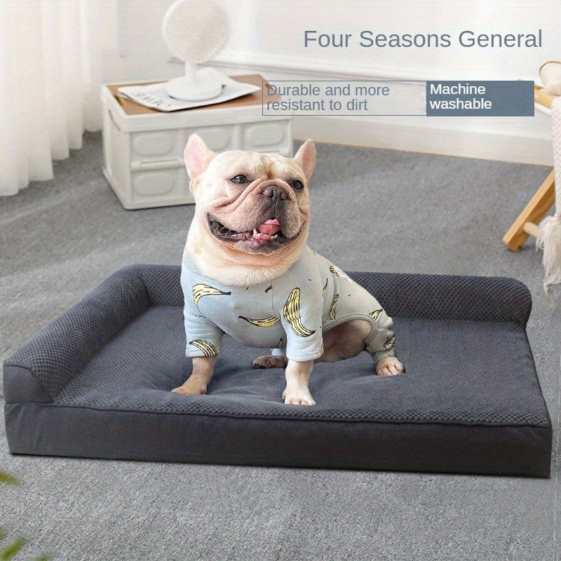 Luxury Dog Bed - Ultra Soft, All-Season, Machine Washable, Non-Slip Bottom, Memory Foam Filling, Black Rectangular Design, Perfect for Small to Large Dogs, Cozy and Durable Pet Bed for Year-Round Comfort, Easyclean Material, Large Dog Bed