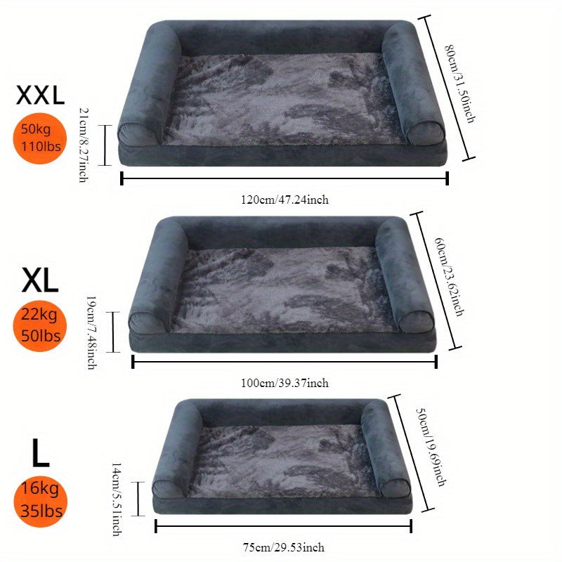 Luxury Dog Bed - Ultra Soft, All-Season, Machine Washable, Non-Slip Bottom, Memory Foam Filling, Black Rectangular Design, Perfect for Small to Large Dogs, Cozy and Durable Pet Bed for Year-Round Comfort, Easyclean Material, Large Dog Bed
