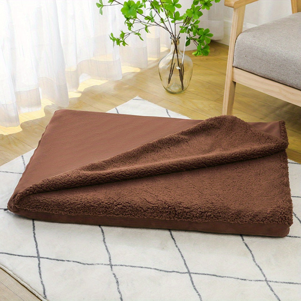 Large Cooling Gel Dog Bed with Removable Washable Cover - Orthopedic Berber & Blanket Top Mattress for Large/Medium Dogs Up to 55 lbs - Gray, Cozy & Durable Design for Year-Round Comfort