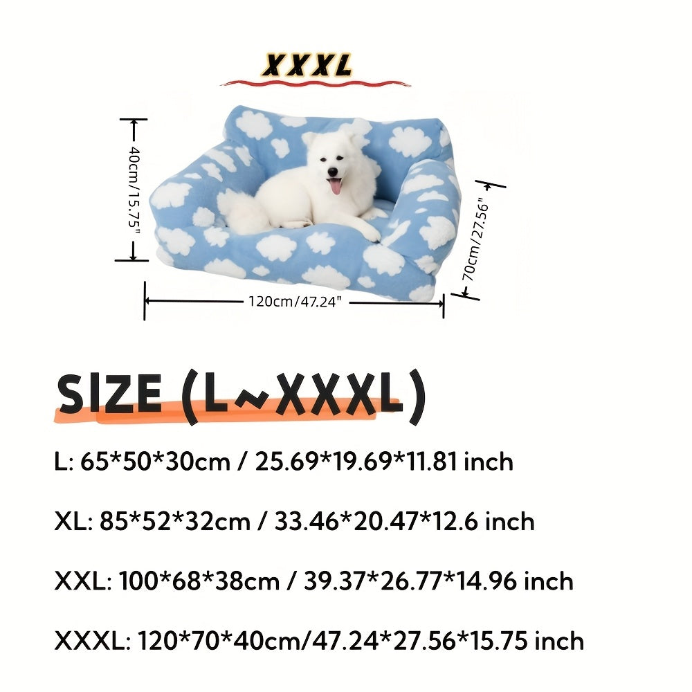 Cozy Cloud Pattern Pet Sofa Bed for Dogs & Cats - Large, All-Season, Soft & Warm, Detachable Cover, Ideal for Indoor/Outdoor Use, Allseason Sofa Bed | Playful Design | Durable Polyester Cover, Pet Beds
