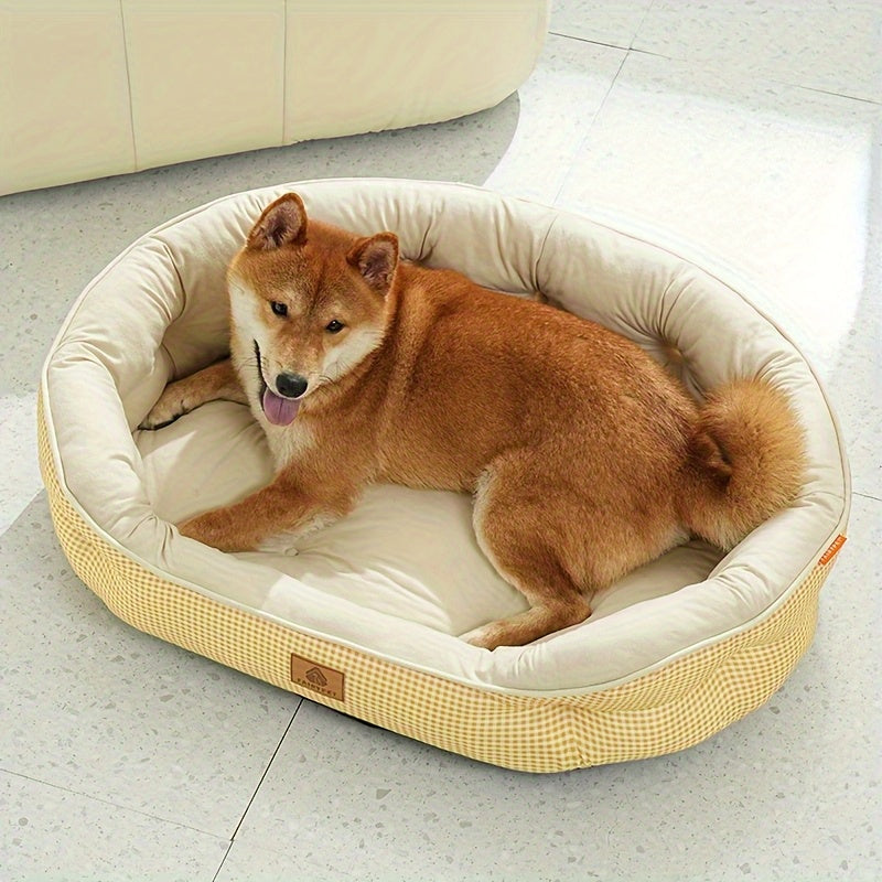 Cuddler All-Season Easy-Care High-Value Pet Bed: Plaid Round Dog & Cat Bed for Small to Medium Dogs up to 26.46LB, Durable Polyester with Soft Filling, No Assembly Needed, Cozy Indoor Bed for All Seasons, Cozy Home Decor, comfortable pet resting area.