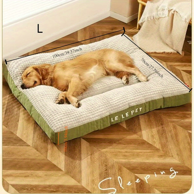 Cozy Plaid Winter Dog Bed - Washable, Multi-Size, Fresh Color Scheme, Removable & All-Season Comfort for Large Breeds, Soft Polyester Material, Perfect for Year-Round Use