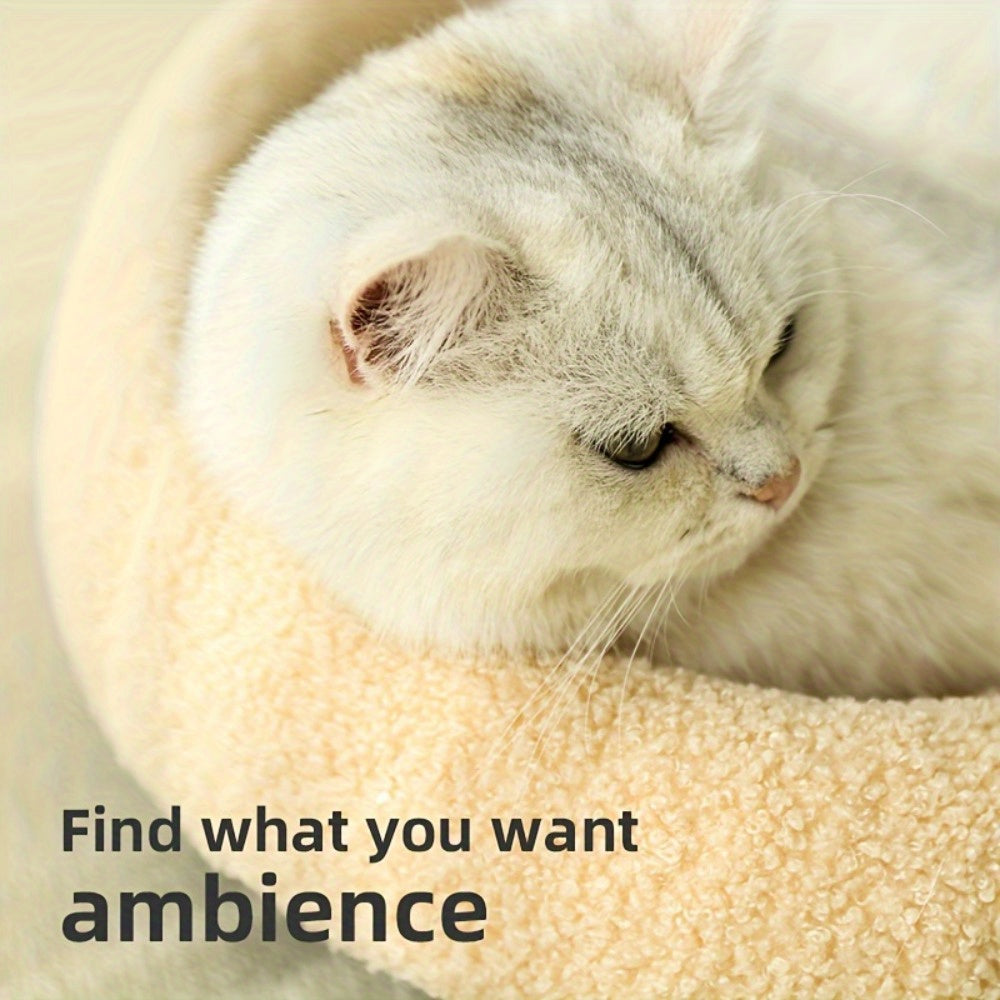 2-in-1 Cat Sofa & Bed with Scratching Post - Durable Tear-Resistant Polyester Pet Bed, Light Brown All-Season Comfort for Indoor Cats, Dual Use as Seat & Bed, Sofa Bed, Plush Pet Furniture, Quality Stitched Edges, Cozy Feline Furniture, Sturdy