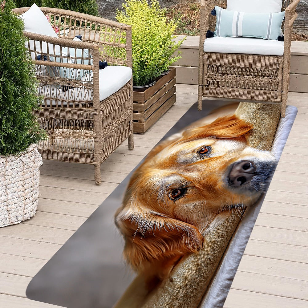 1pc Extra Large Rectangular Dog Bed Mat - Soft Plush Cushioned Floor Bed with Golden Retriever Design, Machine Washable Pet Bed for Large Rooms, Ideal for Small to Medium Dogs - Cozy Indoor Mat for Hardwood & Mat Floors, Durable & Easy Clean, Enhances