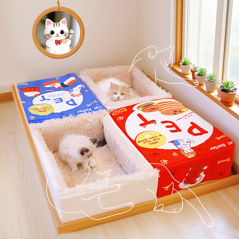 Rectangular Fully Enclosed Cat Bed with Snack Box Design - All-Season Cozy Pet Bed for Cats, Durable Polyester, Removable & Washable, Perfect Thanksgiving & Christmas Gift for Feline Friends, Cat Bed for Indoor Cats, Playful Cat Decor, Soft Texture Cover