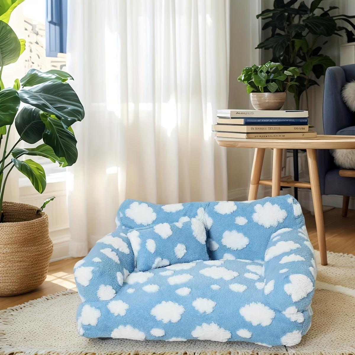 Cozy Cloud Pattern Pet Sofa Bed for Dogs & Cats - Large, All-Season, Soft & Warm, Detachable Cover, Ideal for Indoor/Outdoor Use, Allseason Sofa Bed | Playful Design | Durable Polyester Cover, Pet Beds