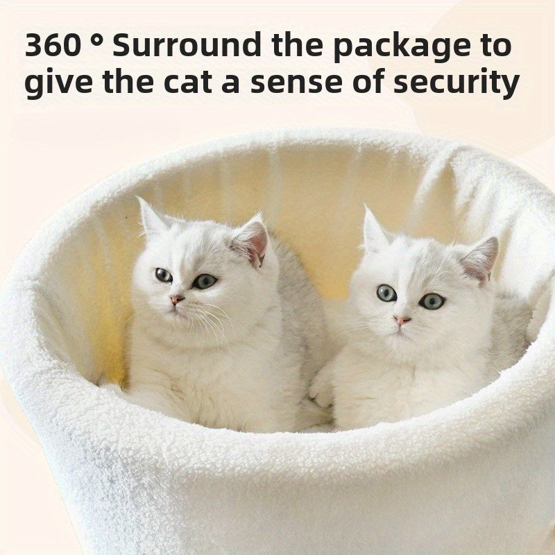 [Cozy Cat Bed] Coffee Cup-Shaped Memory Foam Cat Bed | Cozy Pet Bed with Plush Polyester, 360° Hugging Design, Warm Winter Snuggle Cave for Cats, Cute Cat Cave for Indoor Cats, Whimsical Pet Bed, Memory Foam Comfort