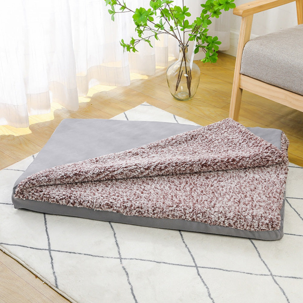 Large Cooling Gel Dog Bed with Removable Washable Cover - Orthopedic Berber & Blanket Top Mattress for Large/Medium Dogs Up to 55 lbs - Gray, Cozy & Durable Design for Year-Round Comfort