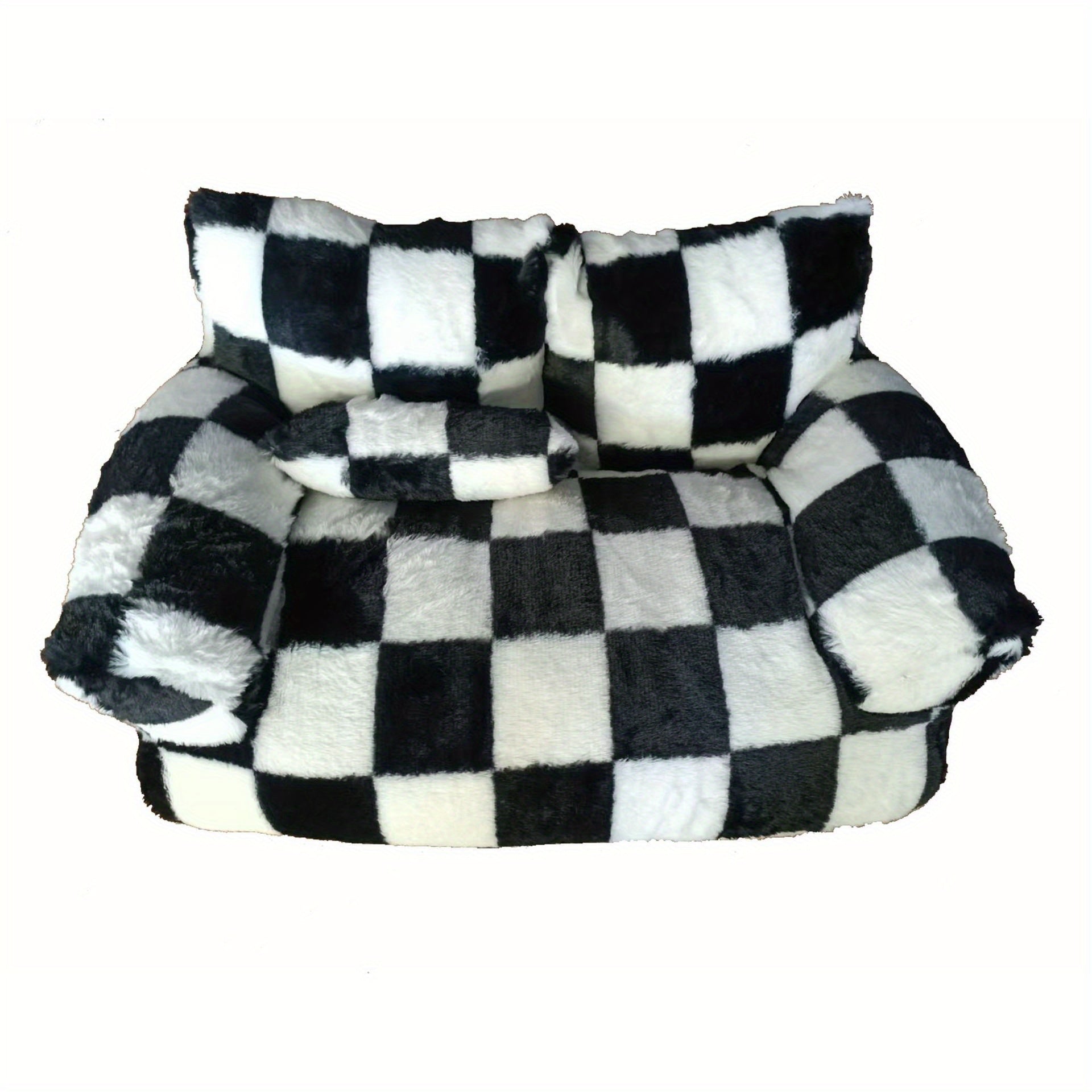 Non-Slip Washable Dog Bed - Plush Sofa Lounger with All-Season Warmth, Soft Polyester Pet Cushion for Small/Medium/Large Breeds - Indoor/Outdoor Use, Easy-Clean Dog Bed for Home, Travel, or Gifting, Checkered Pattern, Durable Construction