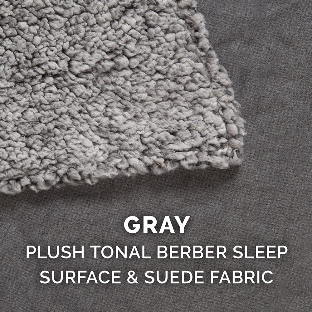 Large Cooling Gel Dog Bed with Removable Washable Cover - Orthopedic Berber & Blanket Top Mattress for Large/Medium Dogs Up to 55 lbs - Gray, Cozy & Durable Design for Year-Round Comfort