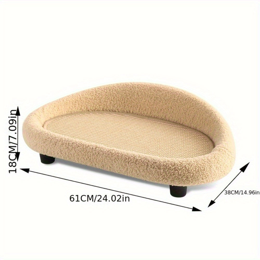 2-in-1 Cat Sofa & Bed with Scratching Post - Durable Tear-Resistant Polyester Pet Bed, Light Brown All-Season Comfort for Indoor Cats, Dual Use as Seat & Bed, Sofa Bed, Plush Pet Furniture, Quality Stitched Edges, Cozy Feline Furniture, Sturdy