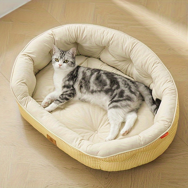 Cuddler All-Season Easy-Care High-Value Pet Bed: Plaid Round Dog & Cat Bed for Small to Medium Dogs up to 26.46LB, Durable Polyester with Soft Filling, No Assembly Needed, Cozy Indoor Bed for All Seasons, Cozy Home Decor, comfortable pet resting area.