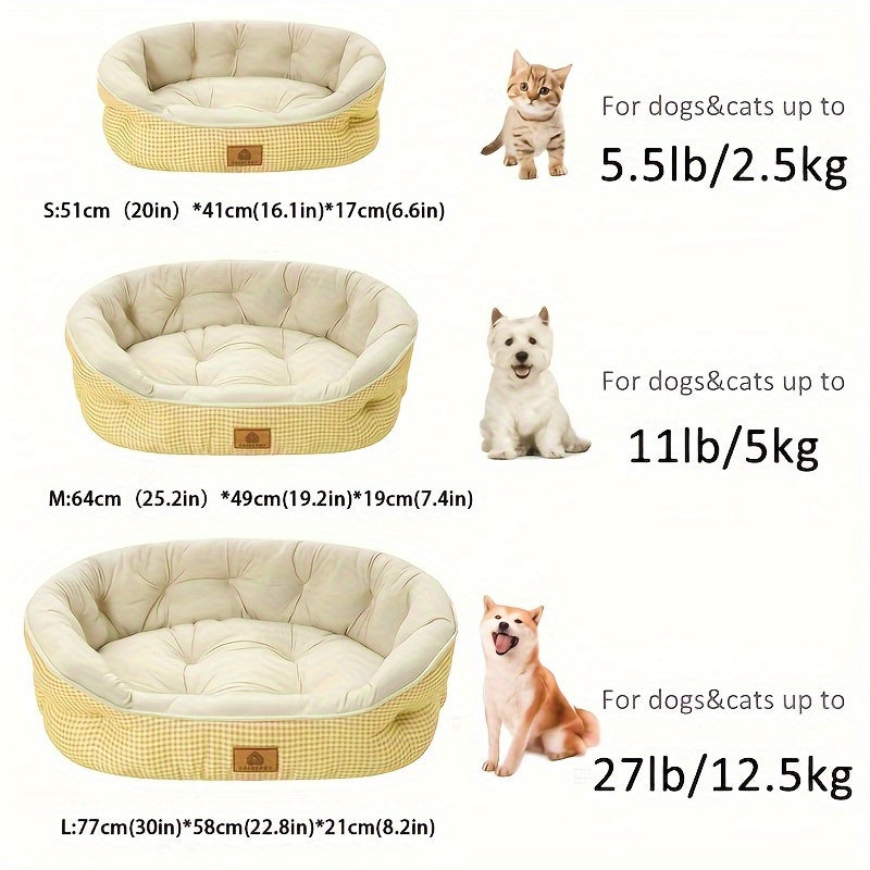 Cuddler All-Season Easy-Care High-Value Pet Bed: Plaid Round Dog & Cat Bed for Small to Medium Dogs up to 26.46LB, Durable Polyester with Soft Filling, No Assembly Needed, Cozy Indoor Bed for All Seasons, Cozy Home Decor, comfortable pet resting area.