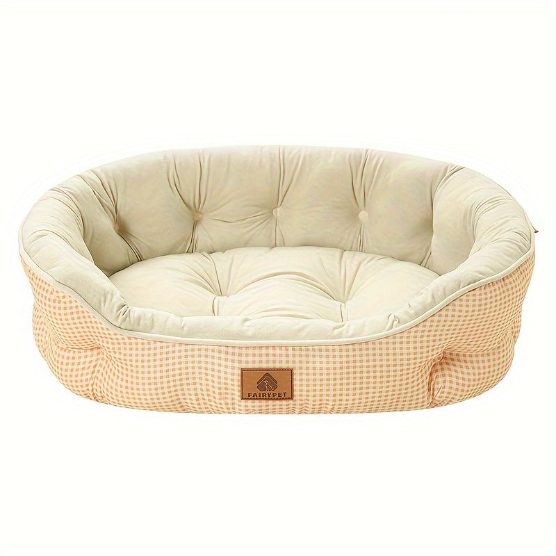 Cuddler All-Season Easy-Care High-Value Pet Bed: Plaid Round Dog & Cat Bed for Small to Medium Dogs up to 26.46LB, Durable Polyester with Soft Filling, No Assembly Needed, Cozy Indoor Bed for All Seasons, Cozy Home Decor, comfortable pet resting area.