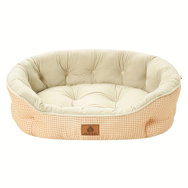 Cuddler All-Season Easy-Care High-Value Pet Bed: Plaid Round Dog & Cat Bed for Small to Medium Dogs up to 26.46LB, Durable Polyester with Soft Filling, No Assembly Needed, Cozy Indoor Bed for All Seasons, Cozy Home Decor, comfortable pet resting area.