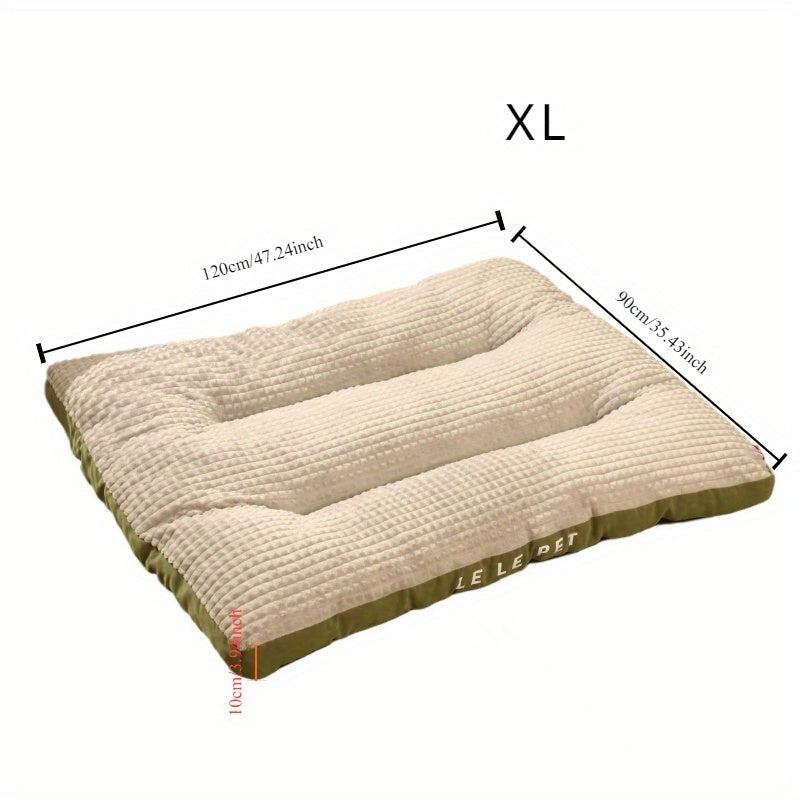 Cozy Plaid Winter Dog Bed - Washable, Multi-Size, Fresh Color Scheme, Removable & All-Season Comfort for Large Breeds, Soft Polyester Material, Perfect for Year-Round Use