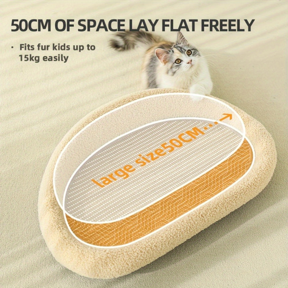 2-in-1 Cat Sofa & Bed with Scratching Post - Durable Tear-Resistant Polyester Pet Bed, Light Brown All-Season Comfort for Indoor Cats, Dual Use as Seat & Bed, Sofa Bed, Plush Pet Furniture, Quality Stitched Edges, Cozy Feline Furniture, Sturdy