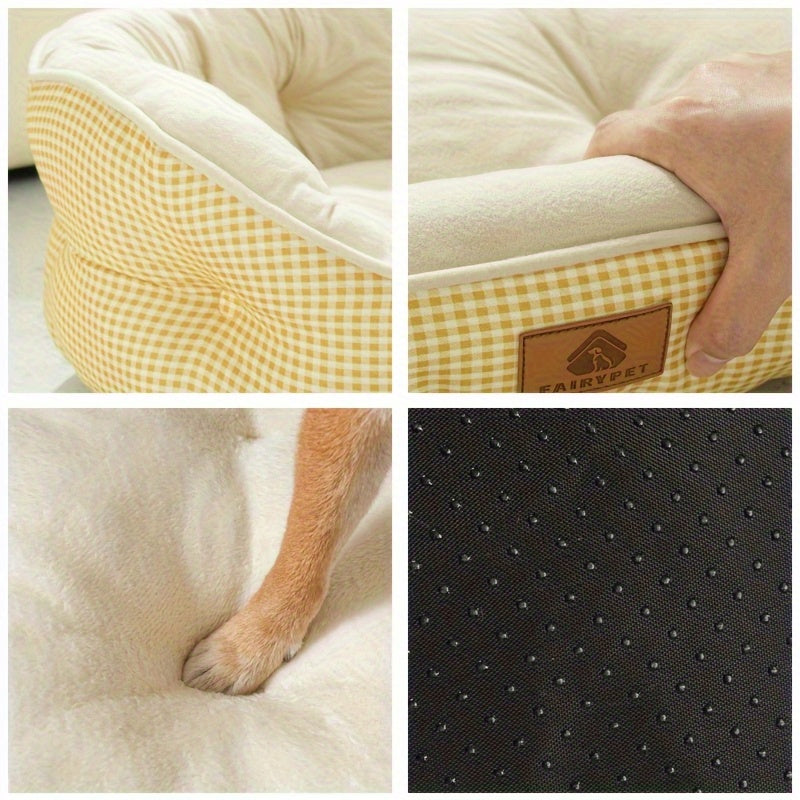 Cuddler All-Season Easy-Care High-Value Pet Bed: Plaid Round Dog & Cat Bed for Small to Medium Dogs up to 26.46LB, Durable Polyester with Soft Filling, No Assembly Needed, Cozy Indoor Bed for All Seasons, Cozy Home Decor, comfortable pet resting area.