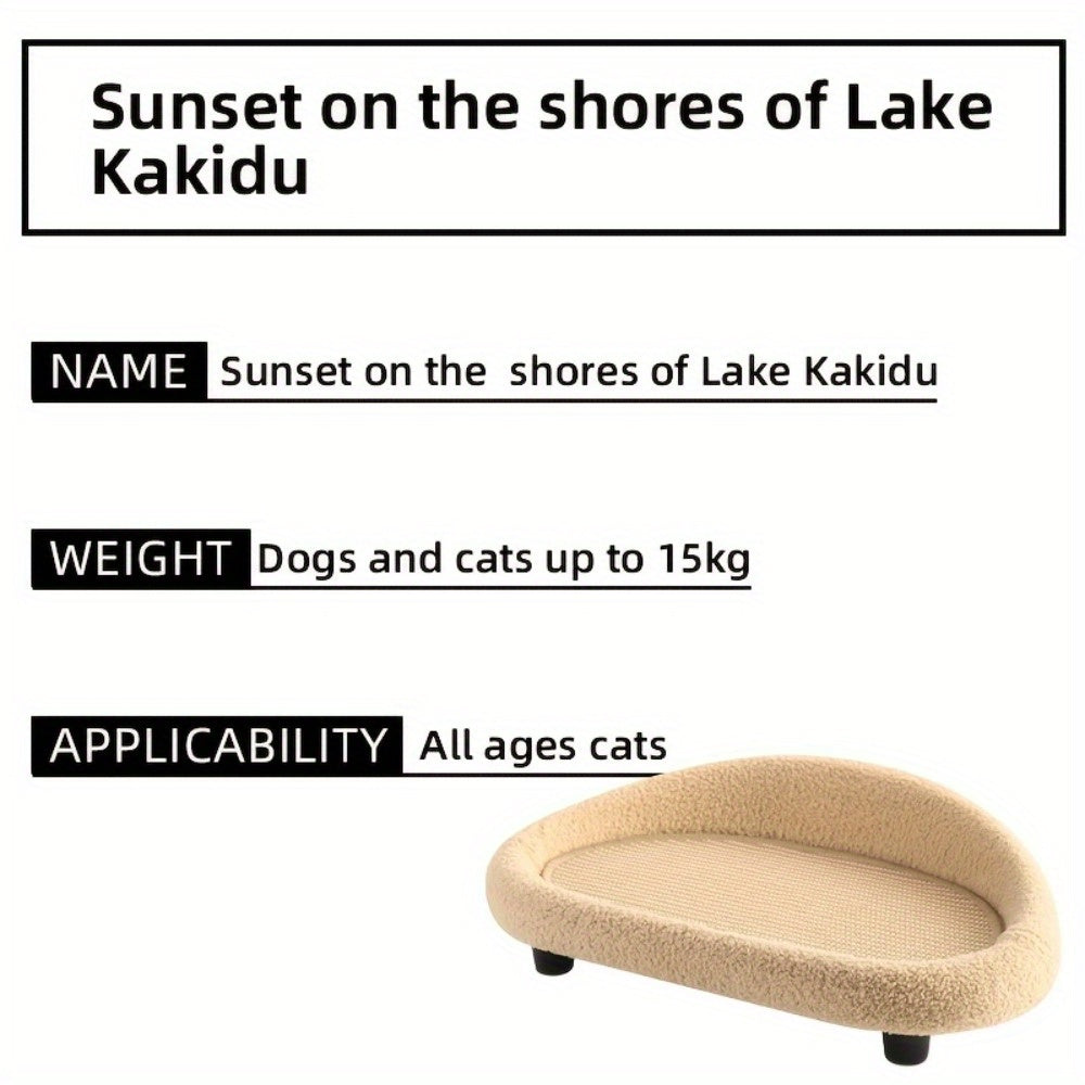 2-in-1 Cat Sofa & Bed with Scratching Post - Durable Tear-Resistant Polyester Pet Bed, Light Brown All-Season Comfort for Indoor Cats, Dual Use as Seat & Bed, Sofa Bed, Plush Pet Furniture, Quality Stitched Edges, Cozy Feline Furniture, Sturdy