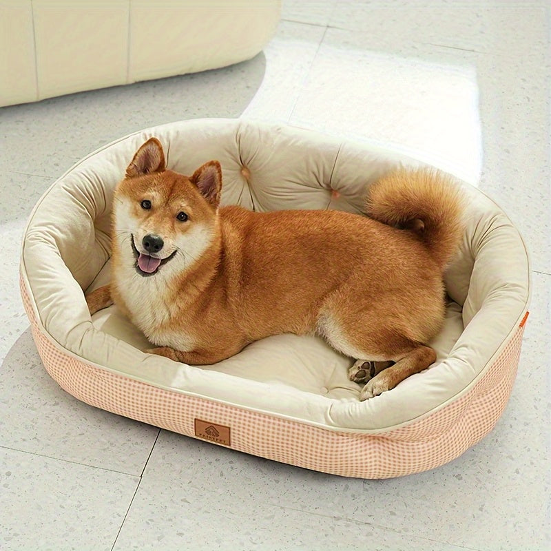 Cuddler All-Season Easy-Care High-Value Pet Bed: Plaid Round Dog & Cat Bed for Small to Medium Dogs up to 26.46LB, Durable Polyester with Soft Filling, No Assembly Needed, Cozy Indoor Bed for All Seasons, Cozy Home Decor, comfortable pet resting area.